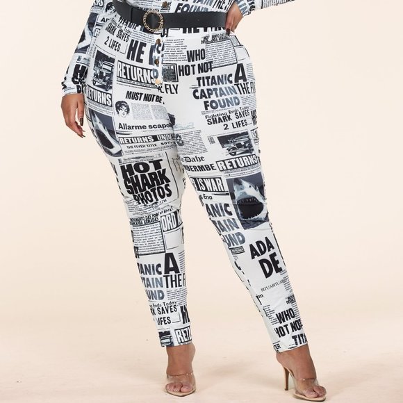 Newspaper Print Jumpsuit - Picture 3 of 3
